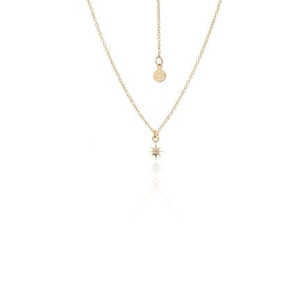 Silk & Steel Jewellery Superfine Talisman Petite Star Necklace White Topaz + Gold