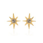 Silk & Steel Jewellery Superfine Talisman Petite Star Studs White Topaz + Gold