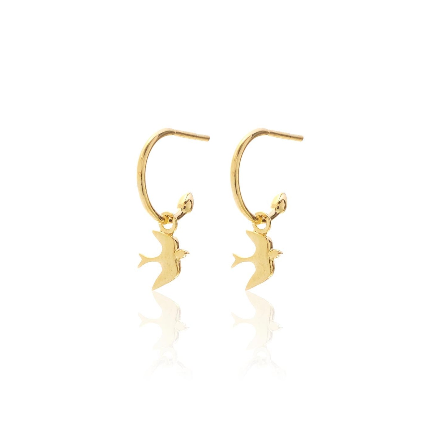 Silk & Steel Jewellery Superfine Talisman Petite Swallow Hoops Gold
