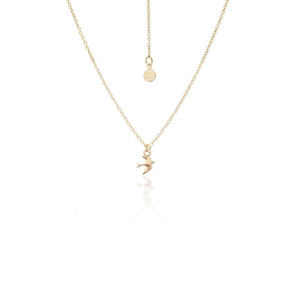 Silk & Steel Superfine Talisman Petite Swallow Necklace Gold