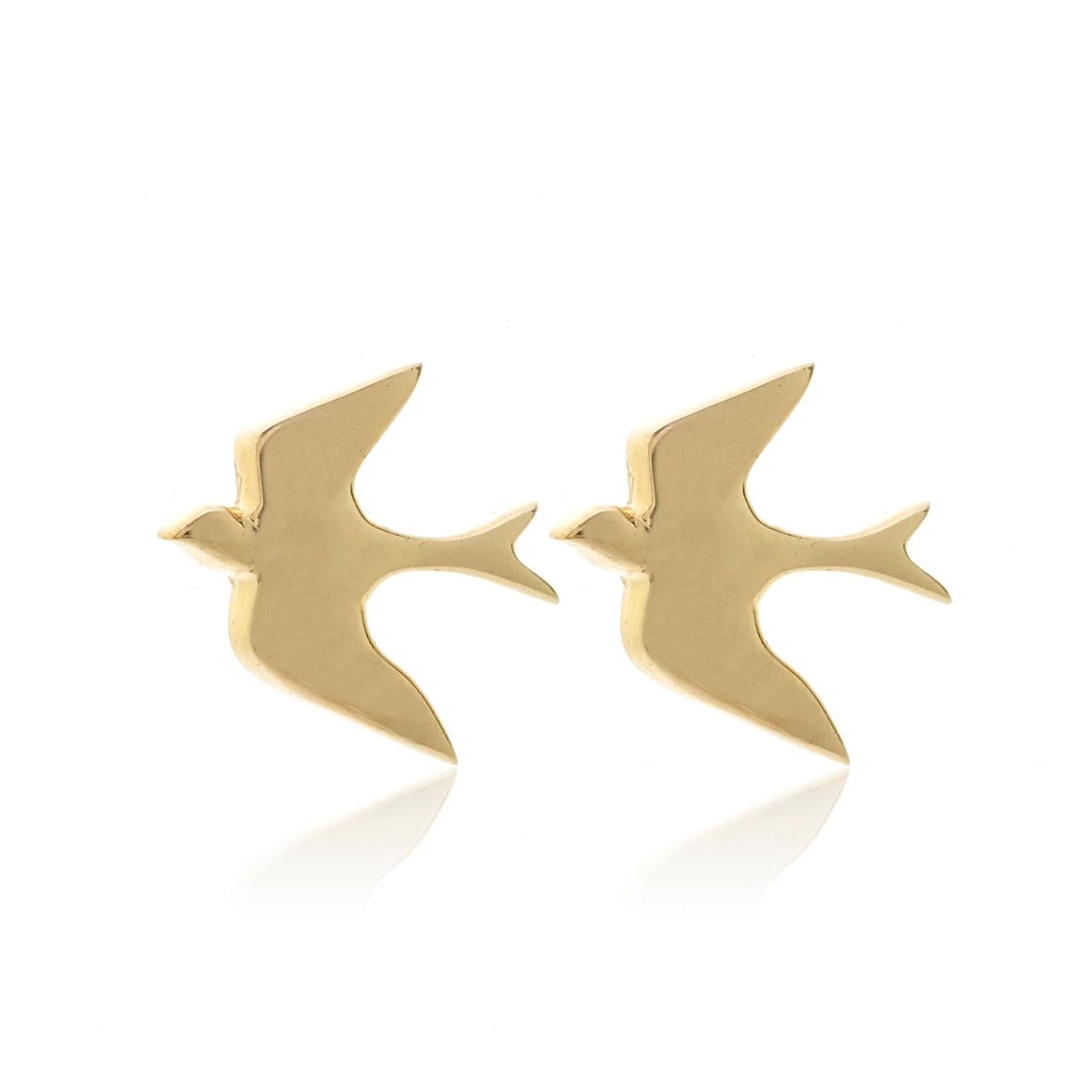 Silk & Steel Jewellery Superfine Talisman Petite Swallow Studs Gold
