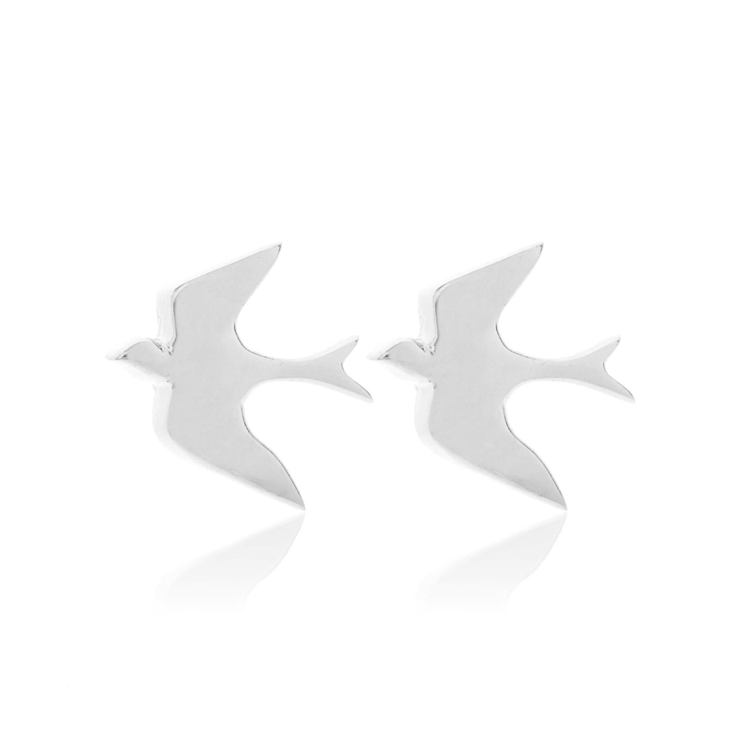 Silk & Steel Jewellery Superfine Talisman Petite Swallow Studs Silver