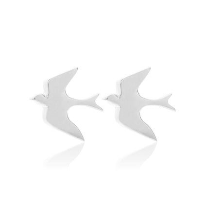 Silk & Steel Jewellery Superfine Talisman Petite Swallow Studs Silver