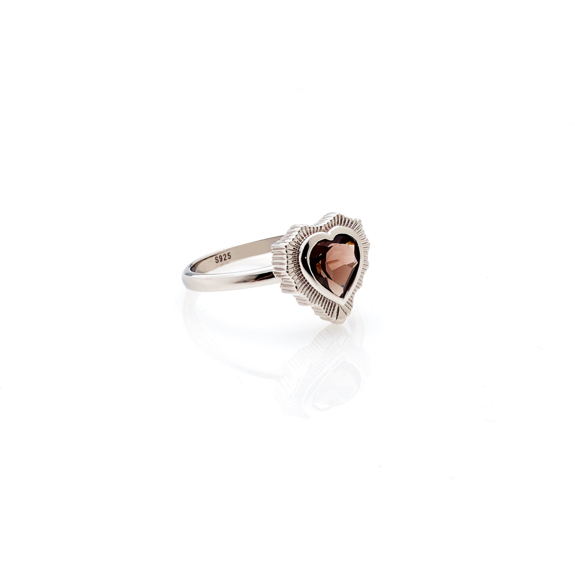 Silk & Steel Jewellery Amour Ring Smokey Quartz + Silver
