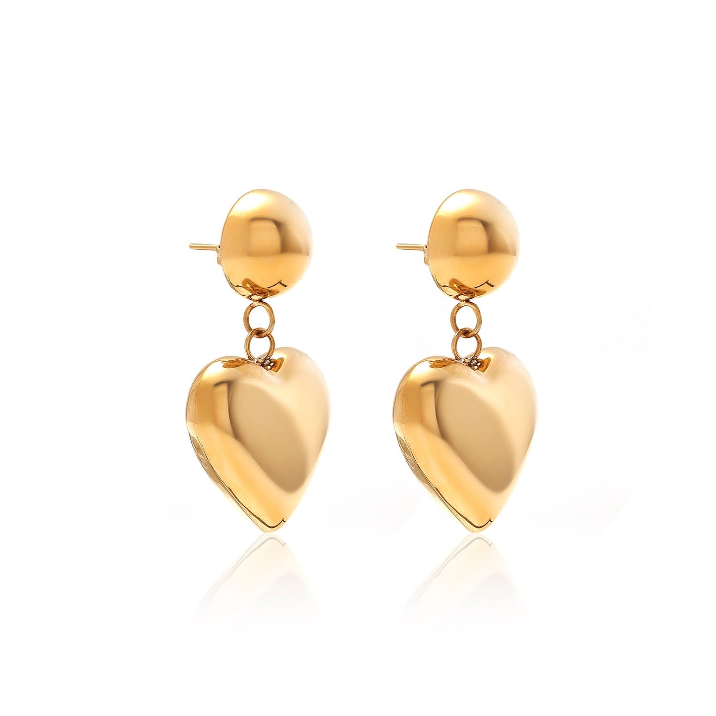 Silk & Steel Cupid drop earrings in 14k gold-plated stainless steel.
