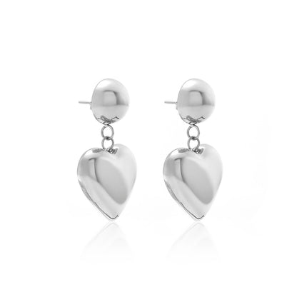 Silk & Steel Cupid drop earrings in silver stainless steel.