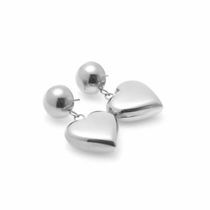 Silk & Steel Cupid drop earrings in silver stainless steel.