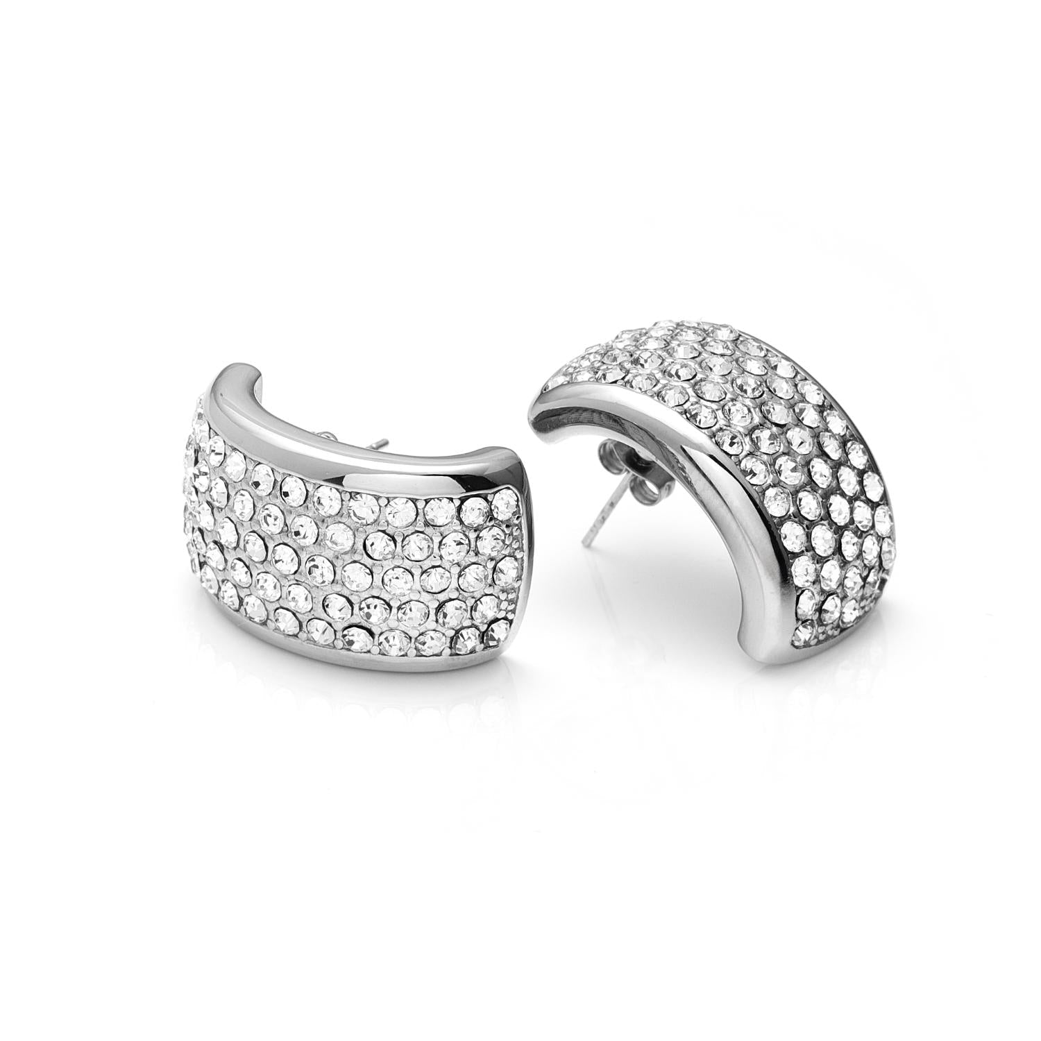 Silk & Steel Jewellery Silver Diva Statement Earrings with Clear Cubic Zirconias