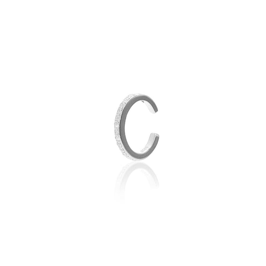 Silk & Steel Ear Cuff Sterling Silver with Clear Cubic Zirconias