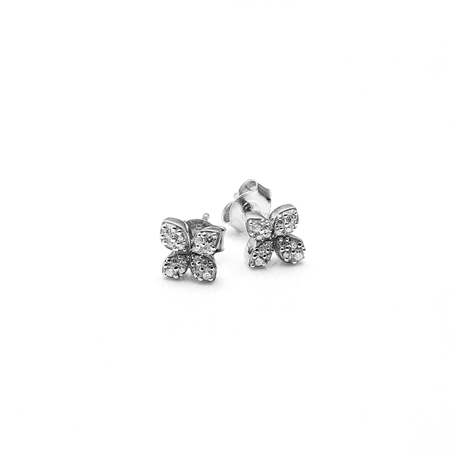 Silk &Steel Flora Studs Sterling Silver with Clear Cubic Zirconias