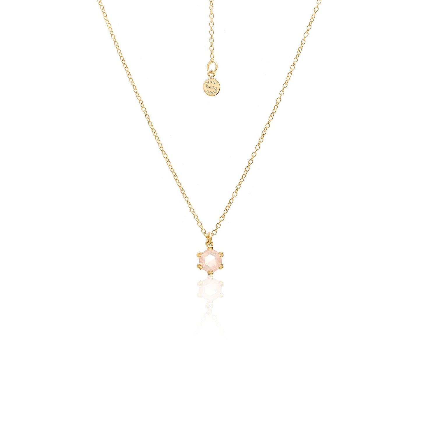 Silk & Steel Harmony Necklace with rose quartz in 14k gold-plated sterling silver.