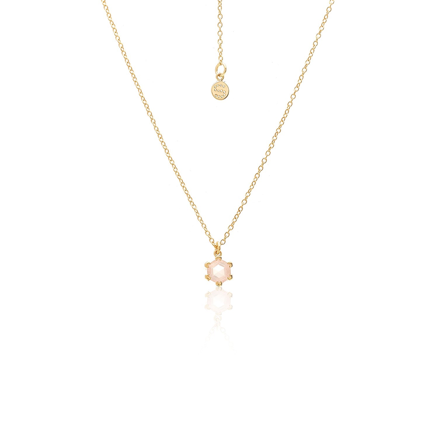 Silk & Steel Harmony Necklace with rose quartz in 14k gold-plated sterling silver.