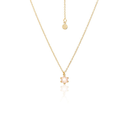 Silk & Steel Harmony Necklace with rose quartz in 14k gold-plated sterling silver.