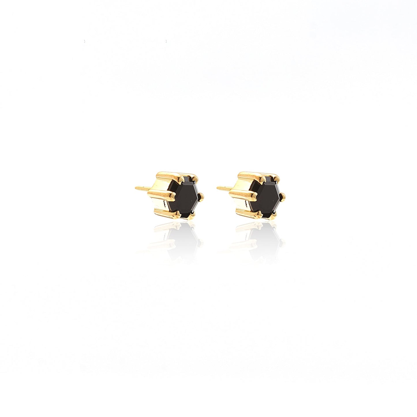 Silk & Steel Harmony stud earrings with black spinel in 14k gold-plated sterling silver.