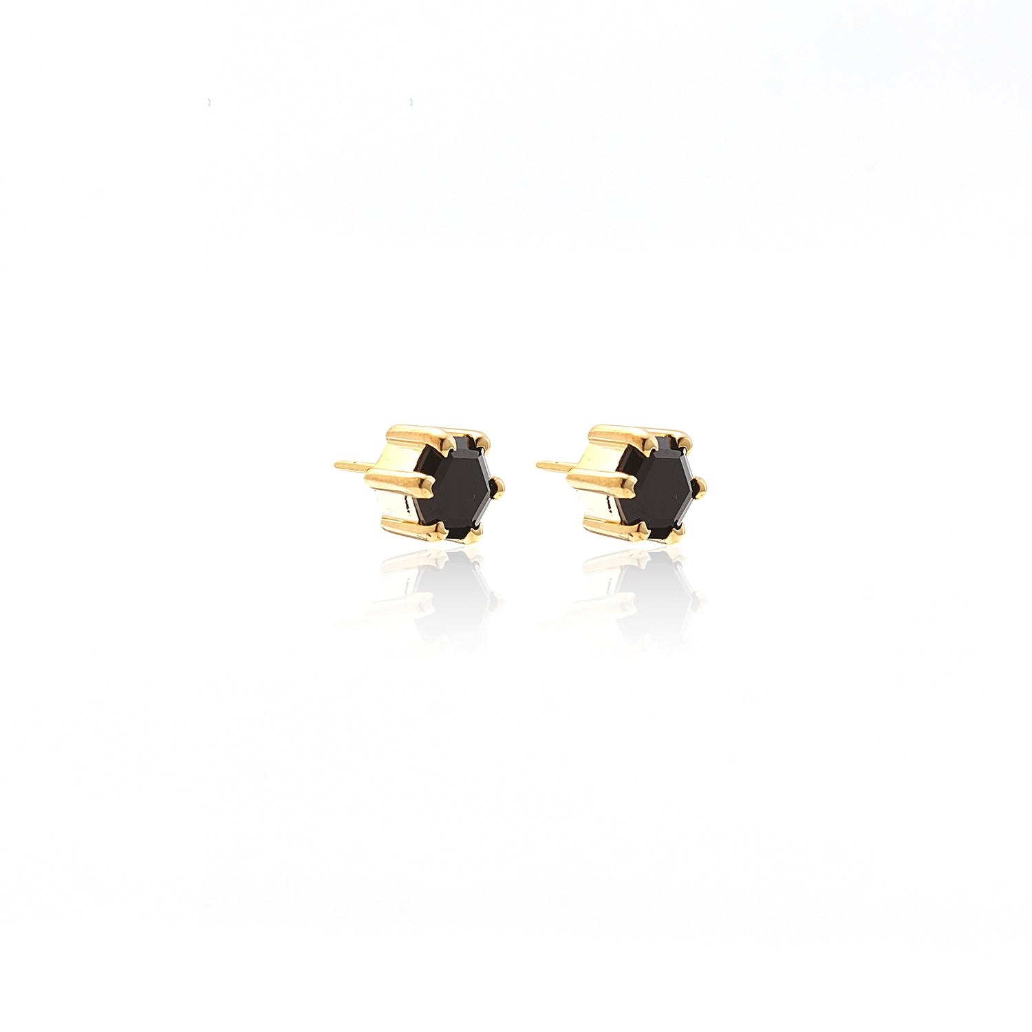 Silk & Steel Harmony stud earrings with black spinel in 14k gold-plated sterling silver.
