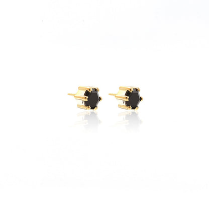Silk & Steel Harmony stud earrings with black spinel in 14k gold-plated sterling silver.