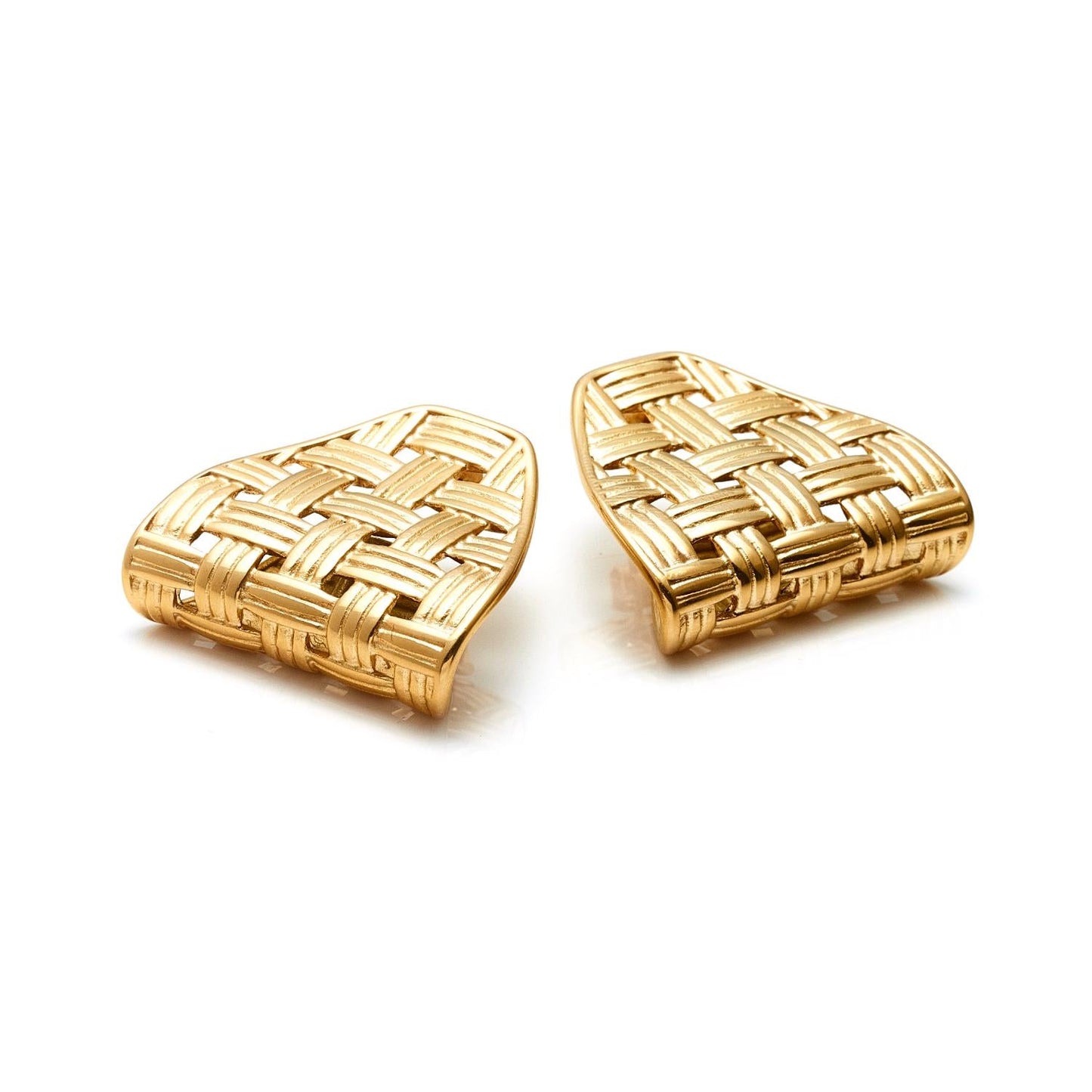 Silk & Steel Jewellery Gold Lattice Statement Earrings 