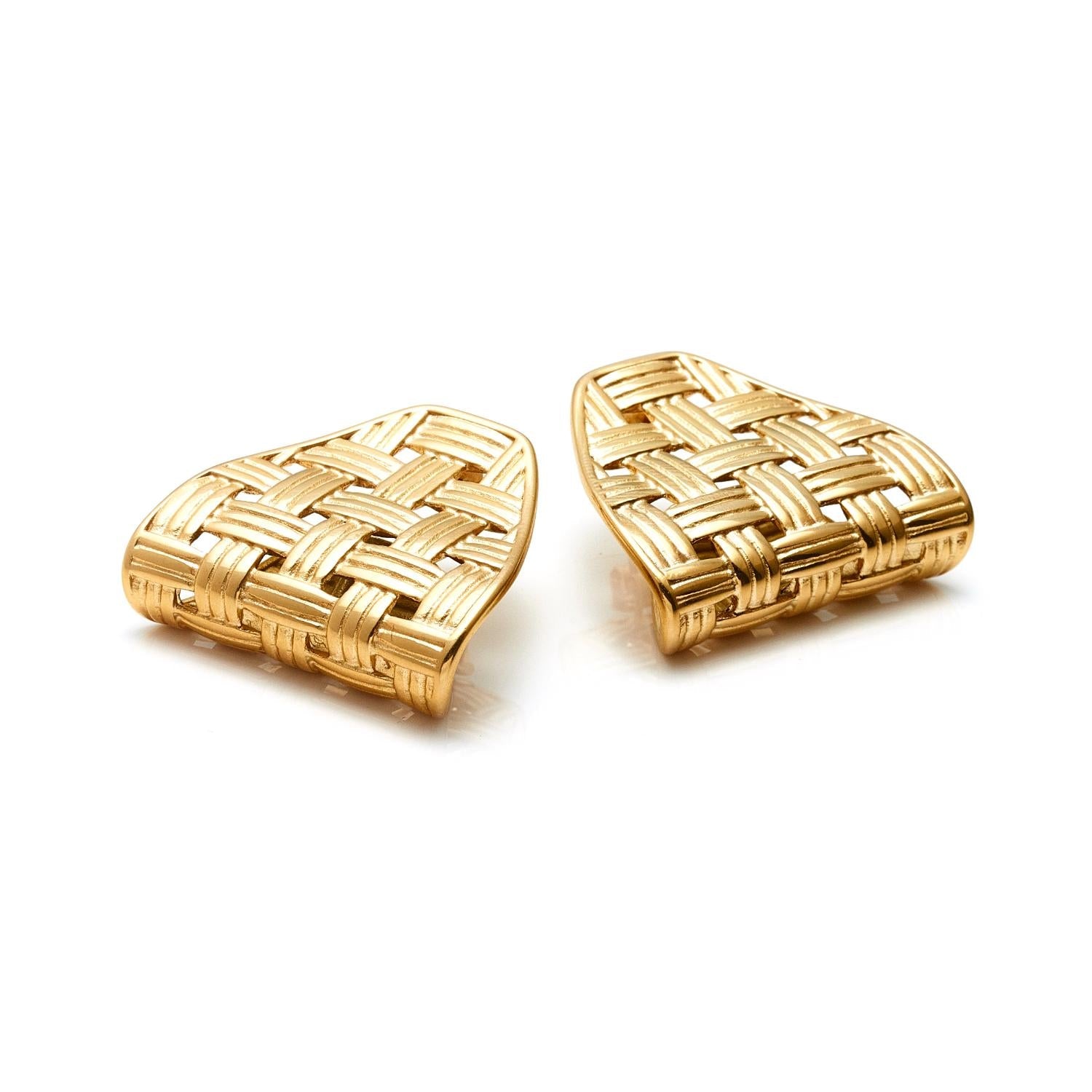 Silk & Steel Jewellery Gold Lattice Statement Earrings 