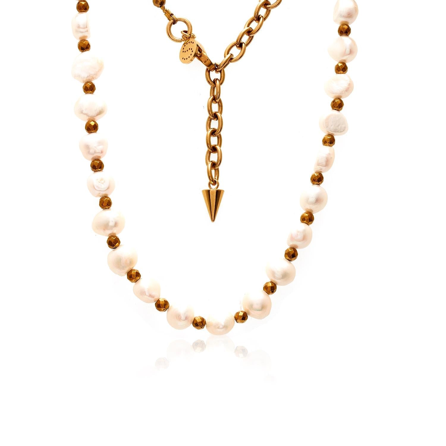 Silk & Steel Jewellery Lumina Necklace Pearl + Gold