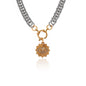 Silk & Steel Nova two tone necklace with cubic zirconia in silver and gold-plated stainless steel.