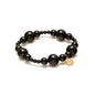 Black Onyx Beaded Bracelet with 14k gold-plated stainless steel charm