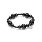 Black Onyx Beaded Bracelet with silver stainless steel charm