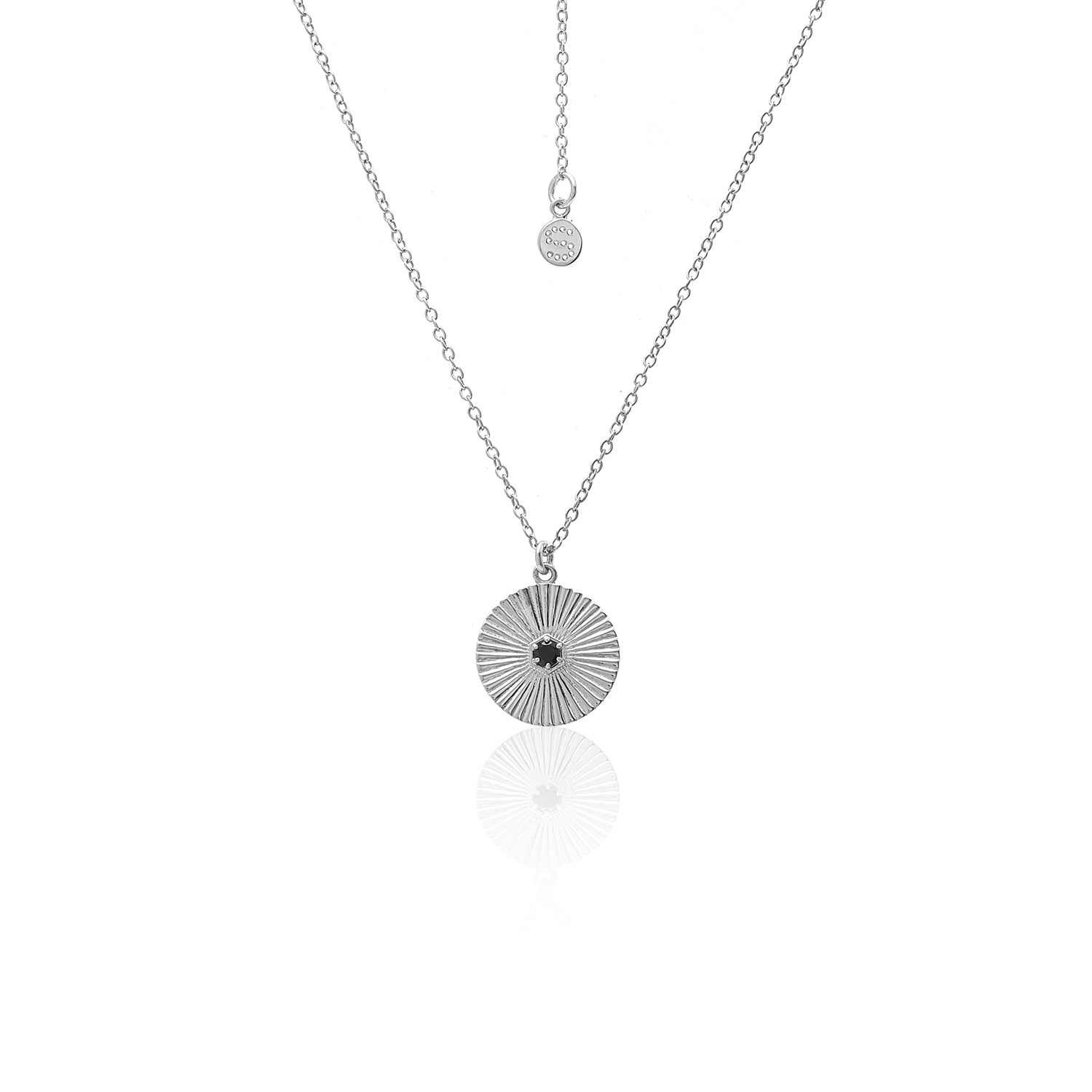 Silk & Steel Solace Necklace with black spinel in rhodium-plated sterling silver