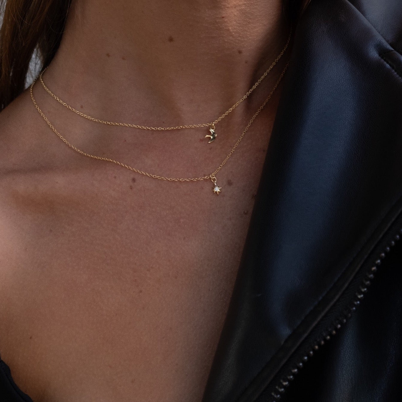 Silk & Steel Superfine Talisman Petite Swallow Necklace Gold