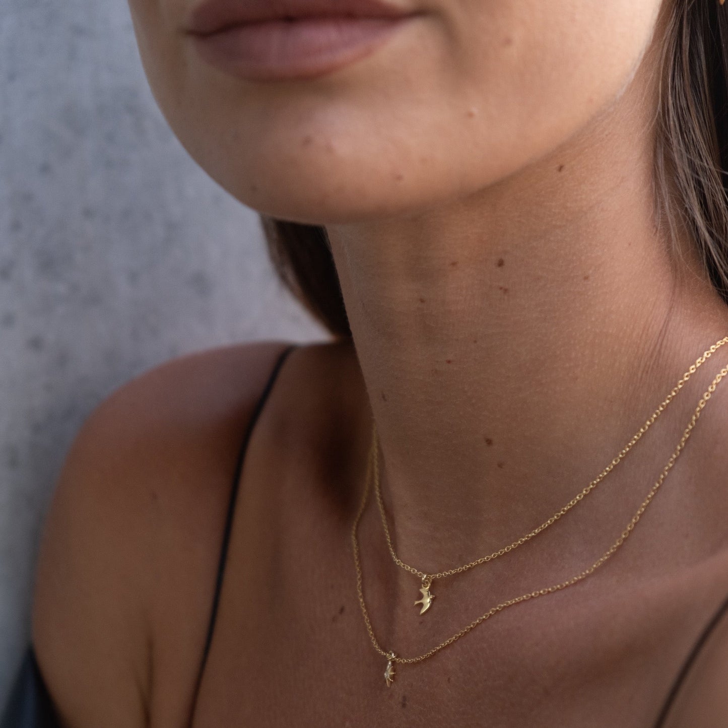 Silk & Steel Superfine Talisman Petite Swallow Necklace Gold