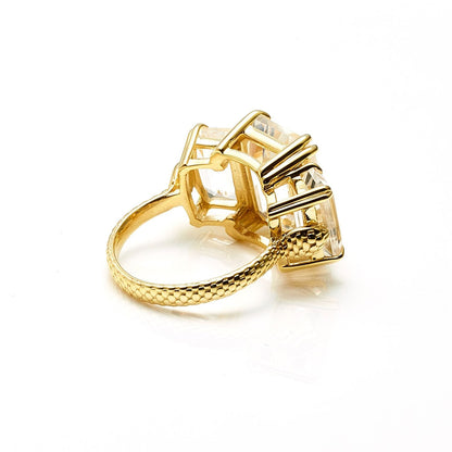 Silk & Steel Temptation Ring Gold Sterling Silver with Clear Crystal