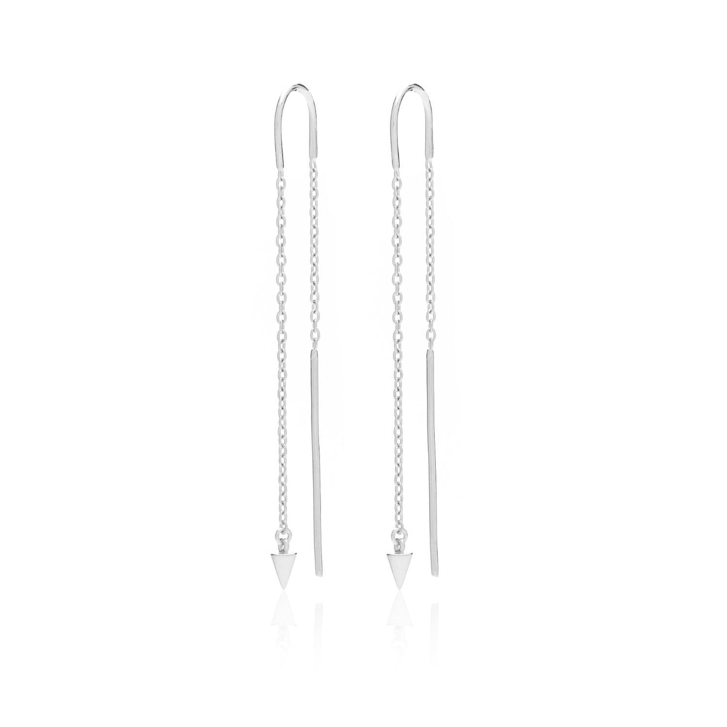 Silk & Steel Jewellery Superfine Spike Thread Earrings Silver
