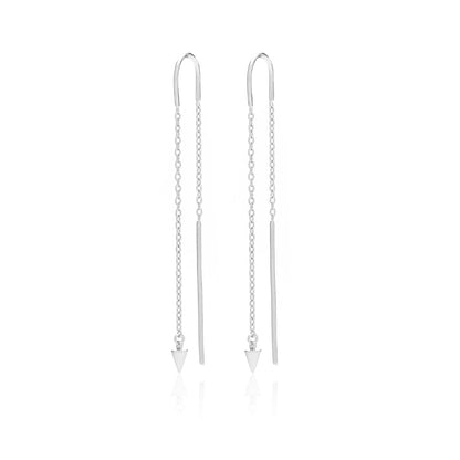 Silk & Steel Jewellery Superfine Spike Thread Earrings Silver