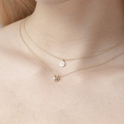 MARCH | Petite Puffed Heart Necklace Black Diamond + Gold