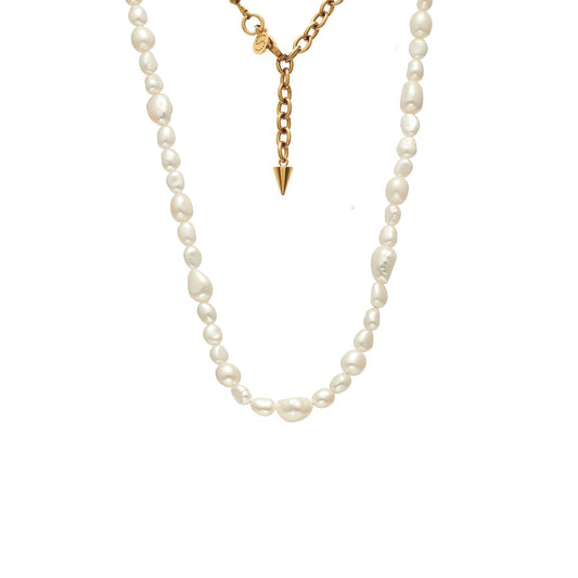 Allure Necklace in 14k gold-plated stainless steel with freshwater pearls | Silk & Steel Jewellery
