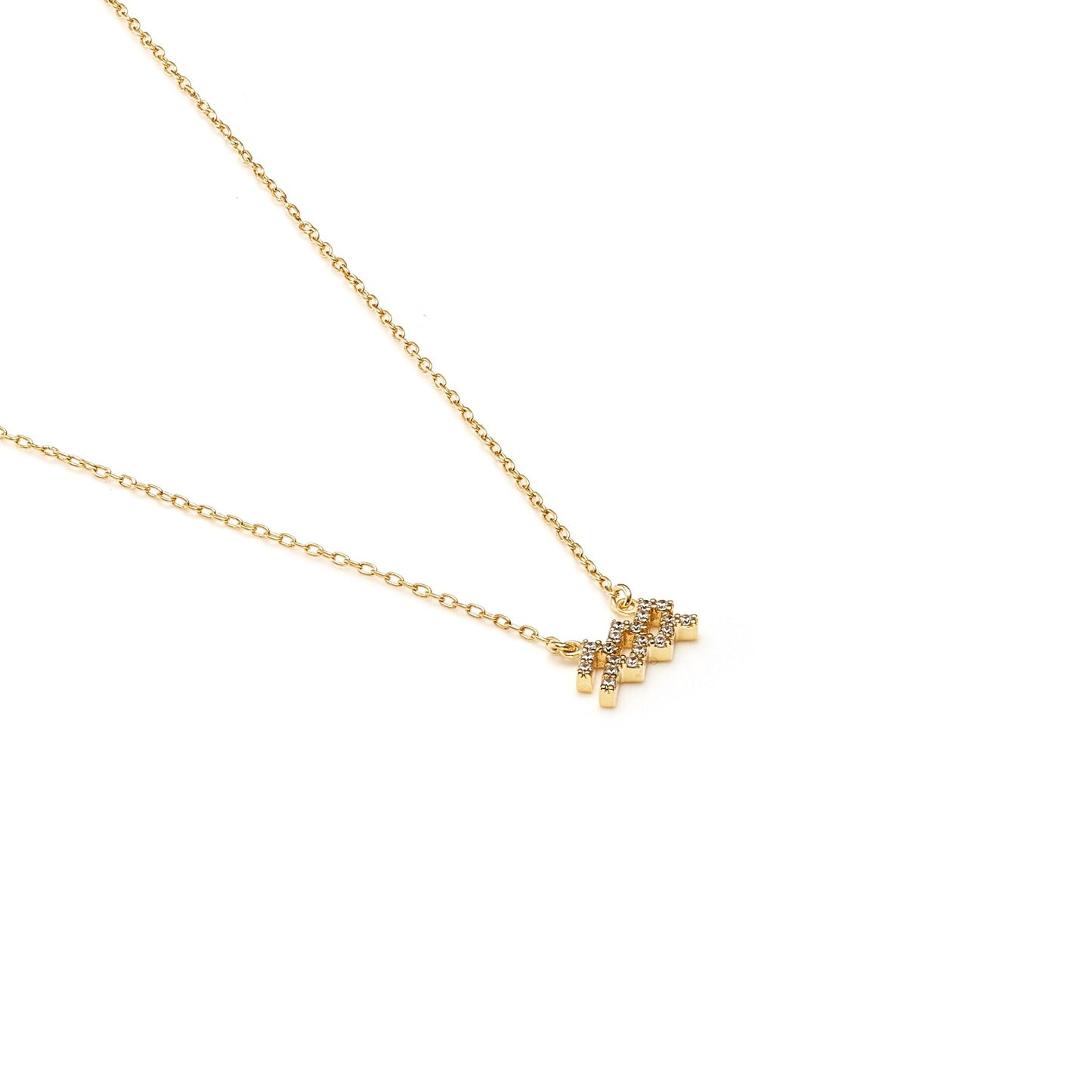 Silk & Steel Jewellery Aquarius Star Sign Pendant Necklace in 14k gold-plated Sterling Silver with Cubic Zirconias