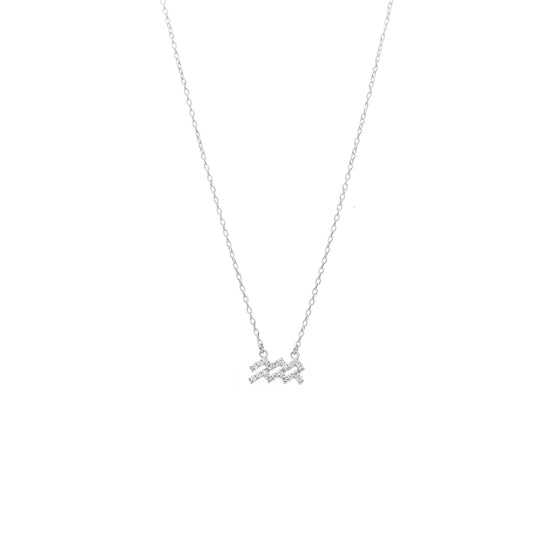 Silk & Steel Jewellery Aquarius Star Sign Pendant Necklace in Sterling Silver with Cubic Zirconias