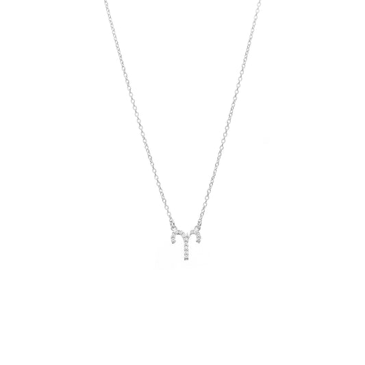 Silk & Steel Jewellery Aries Star Sign Pendant Necklace in Sterling Silver with Cubic Zirconias