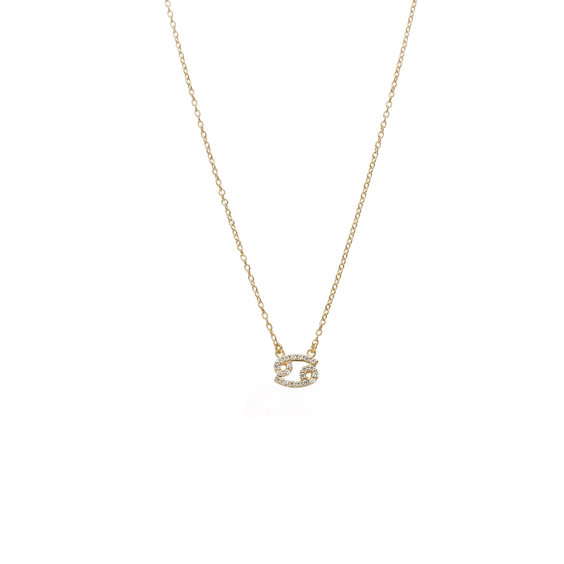 Silk & Steel Jewellery Cancer Star Sign Pendant Necklace in 14k gold-plated Sterling Silver with Cubic Zirconias