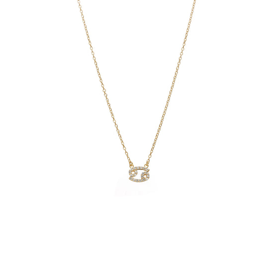 Silk & Steel Jewellery Cancer Star Sign Pendant Necklace in 14k gold-plated Sterling Silver with Cubic Zirconias