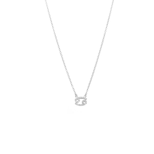 Silk & Steel Jewellery Cancer Star Sign Pendant Necklace in Sterling Silver with Cubic Zirconias