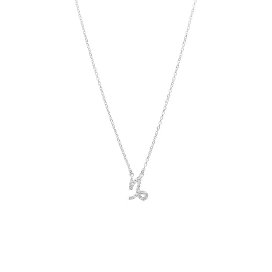 Silk & Steel Jewellery Capricorn Star Sign Pendant Necklace in Sterling Silver with Cubic Zirconias