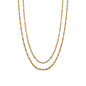 Double-layered necklace featuring a fine hammered curb chain and twisted chain in 14k gold-plated stainless steel