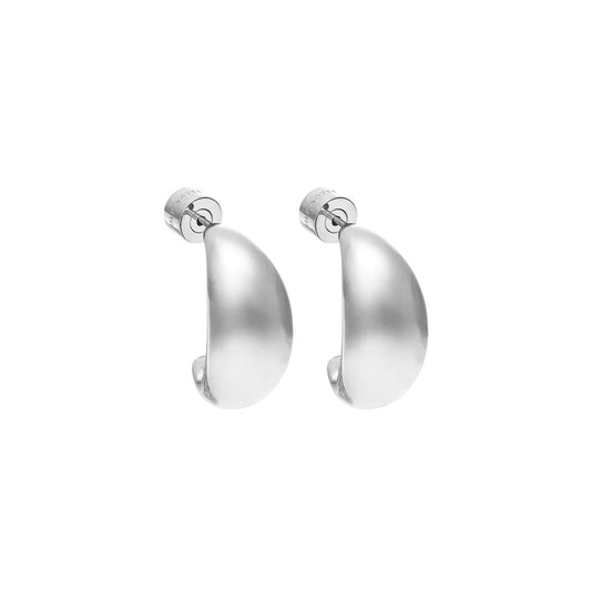 Dynamic Medium Hoop Earrings in silver stainless steel | Silk & Steel Jewellery