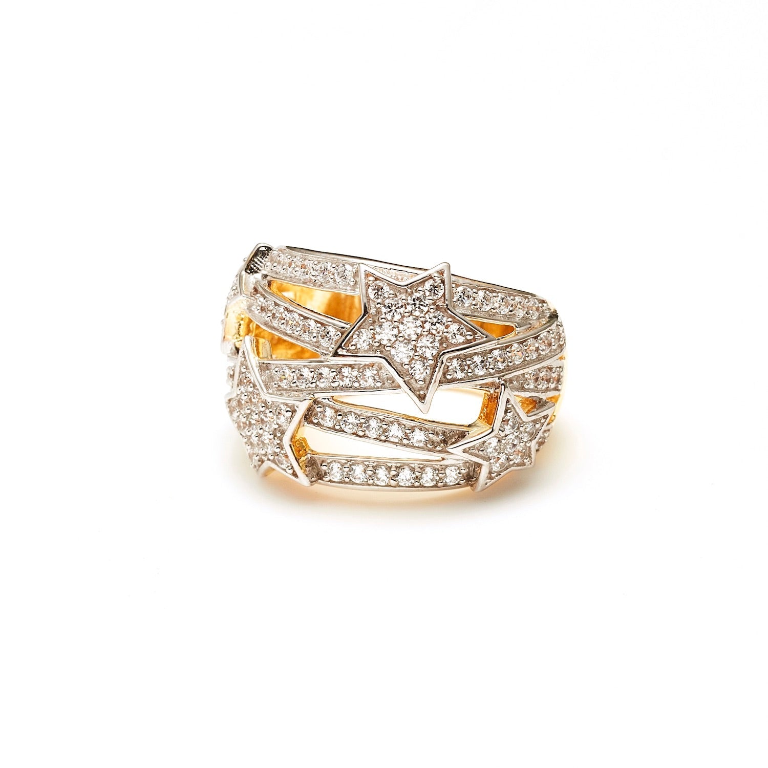 Etoile Star Ring in 14k gold-plated sterling silver with White Zirconias | Silk & Steel Jewellery