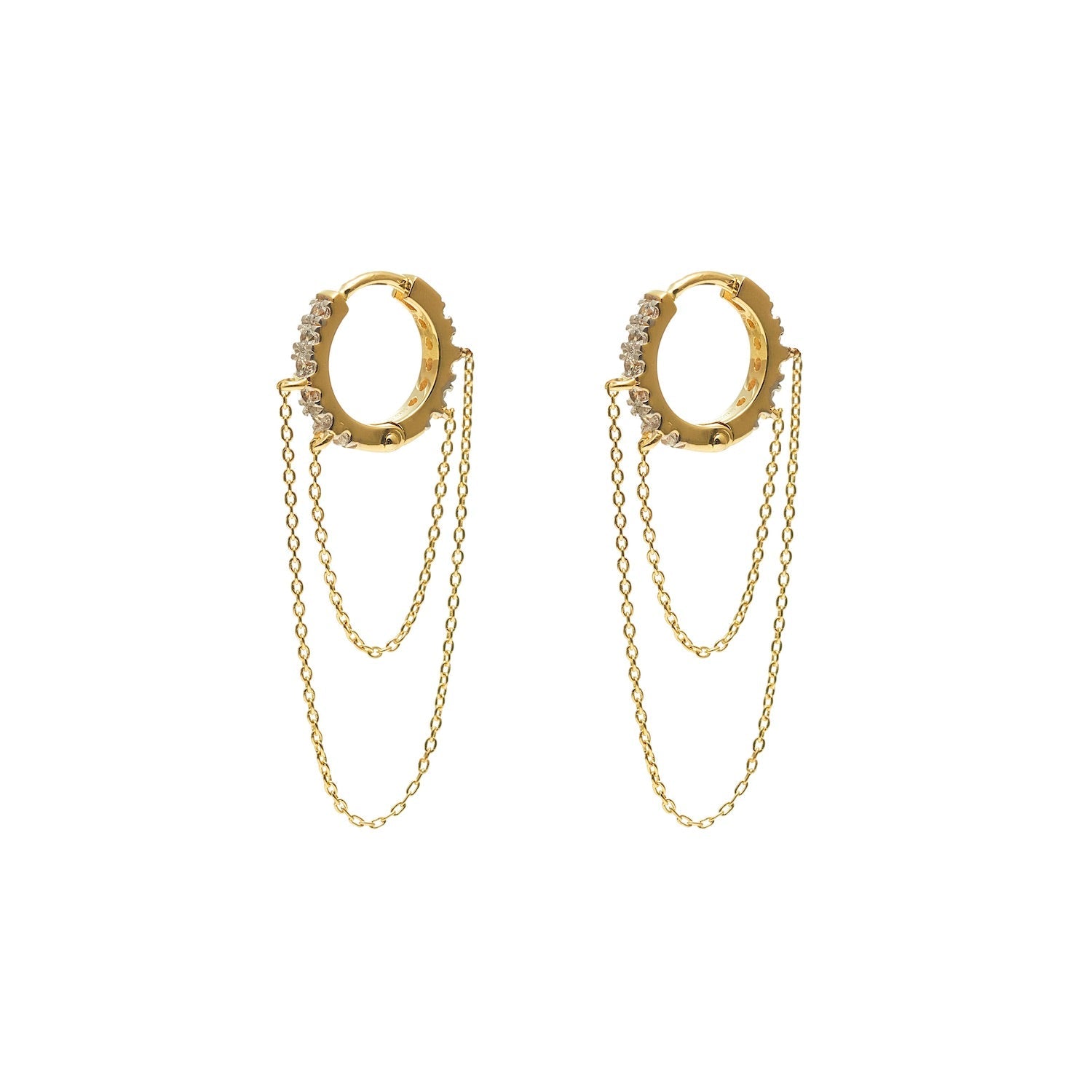 Galaxie Hoop Earrings in 14k gold-plated sterling silver with Cubic Zirconias | Silk & Steel Jewellery