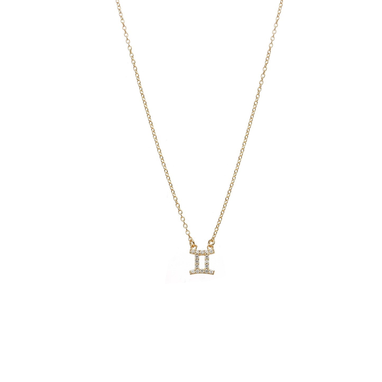 Silk & Steel Jewellery Gemini Star Sign Pendant Necklace in 14k gold-plated Sterling Silver with Cubic Zirconias