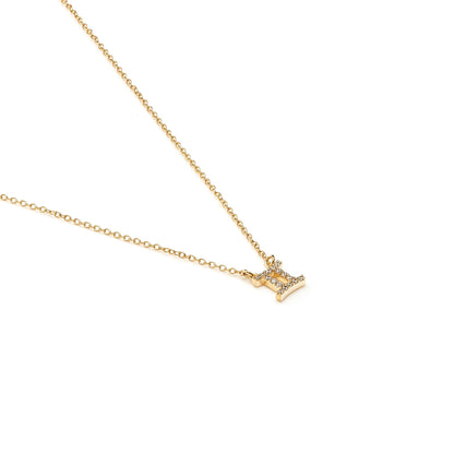 Silk & Steel Jewellery Gemini Star Sign Pendant Necklace in 14k gold-plated Sterling Silver with Cubic Zirconias