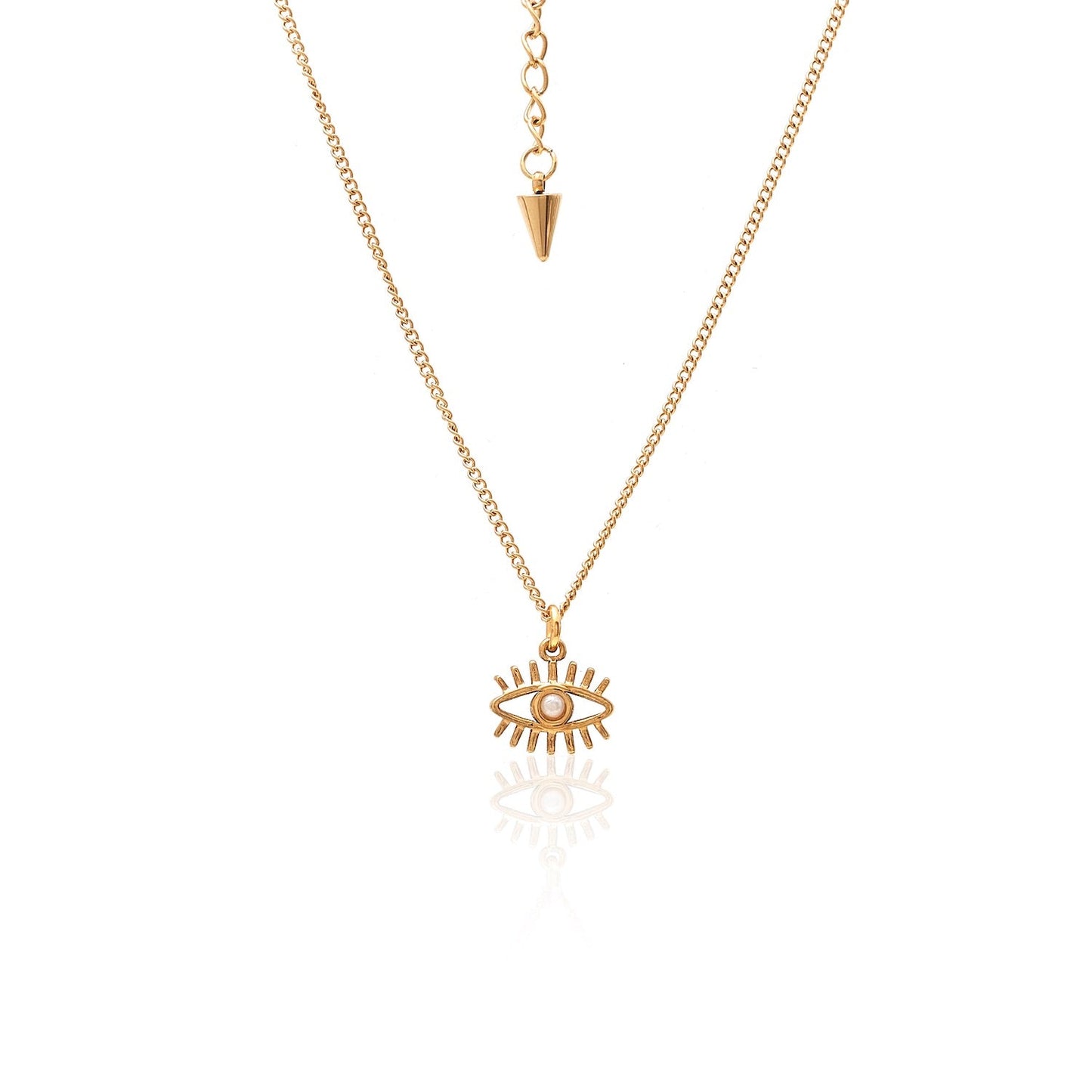 Silk & Steel Guardian necklace with pearl in 14k gold-plated stainless steel.