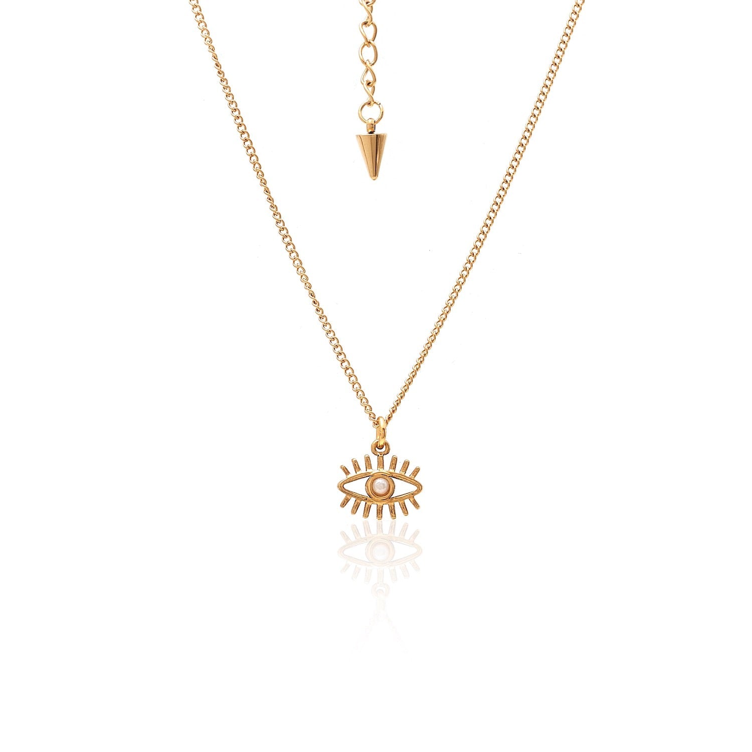 Silk & Steel Guardian necklace with pearl in 14k gold-plated stainless steel.