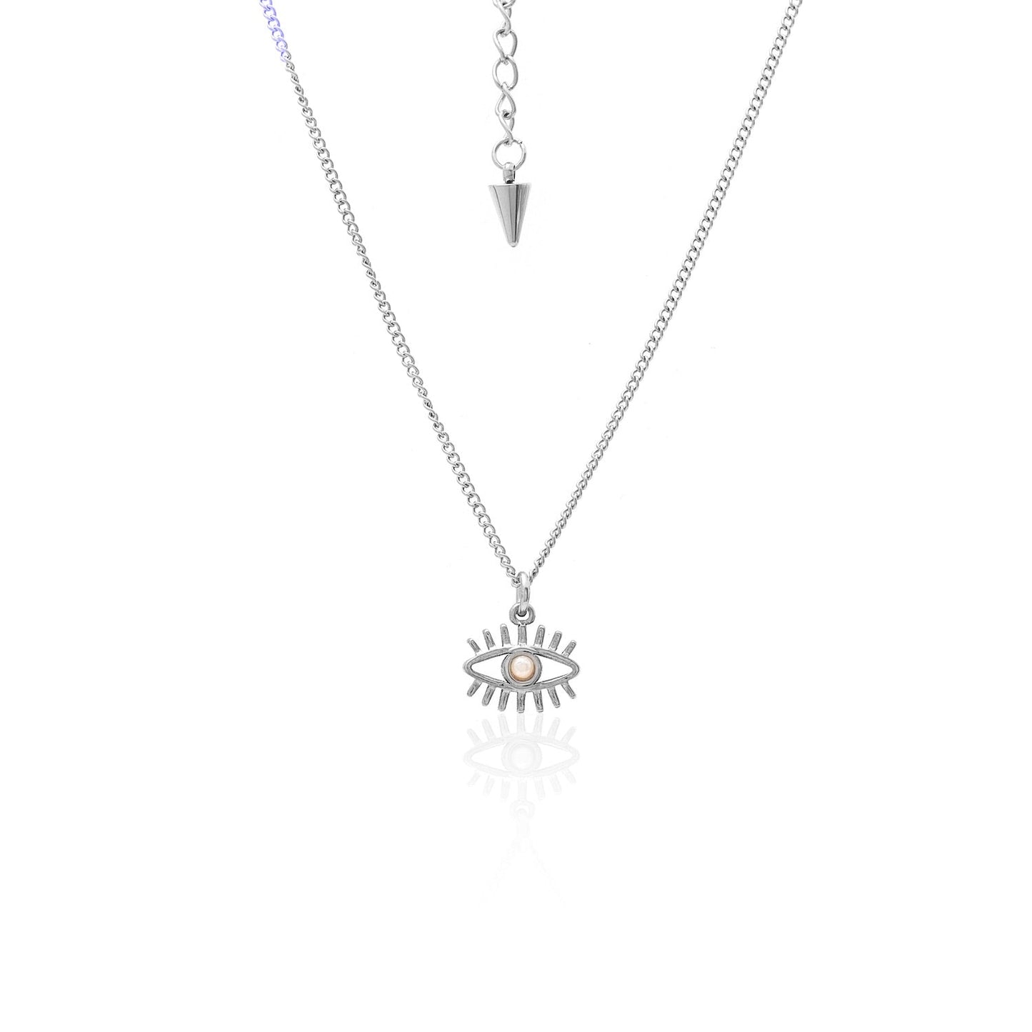 Silk & Steel Guardian necklace with pearl in silver stainless steel.